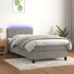 vidaXL világosszürke bársony rugós és LED-es ágy matraccal 80 x 200 cm (3134369)