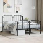 vidaXL fekete fém ágykeret fej- és lábtámlával 135 x 190 cm (373904)