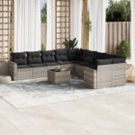 vidaXL 11 részes világosszürke polyrattan kerti ülőgarnitúra párnákkal (3219512)