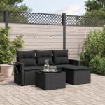 vidaXL 4 részes fekete polyrattan kerti ülőgarnitúra párnákkal (3252402)
