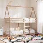vidaXL tömör fenyőfa ágy emelettel és tetővel 75 x 190 cm (3282089)