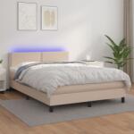 vidaXL cappuccino színű műbőr rugós ágy matraccal és LED-del 140x190cm (3134164)