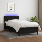 vidaXL fekete szövet rugós és LED-es ágy matraccal 100x200 cm (3133375)
