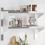 vidaXL 2 szintes ezüst rozsdamentes acél fali polc 75 x 30 x 60 cm (30313)