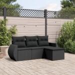 vidaXL 4 részes fekete polyrattan kerti ülőgarnitúra párnákkal (3253602)