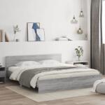 vidaXL szürke sonoma tölgy színű ágykeret fejtámlával 200 x 200 cm (3207460)