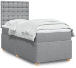 vidaXL világosszürke szövet rugós ágy matraccal 90 x 200 cm (3293477)