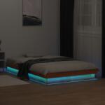 vidaXL viaszbarna tömör fenyőfa LED-es ágykeret 135 x 190 cm (844422)