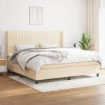 vidaXL krémszínű szövet rugós ágy matraccal 200 x 200 cm (3131622)