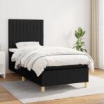 vidaXL fekete szövet rugós ágy matraccal 80 x 200 cm (3142451)