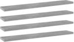 vidaXL 4 db betonszürke szerelt fa könyvespolc 60 x 10 x 1, 5 cm (805210)