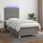 vidaXL sötétszürke szövet rugós és LED-es ágy matraccal 100x200 cm (3135574)