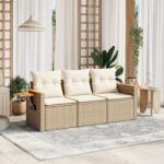 vidaXL 3 részes bézs polyrattan kerti ülőgarnitúra párnákkal (3258999)
