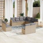 vidaXL 11 részes bézs polyrattan kerti ülőgarnitúra párnákkal (3258489)