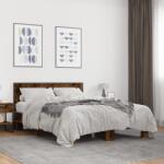 vidaXL füstös tölgy színű szerelt fa és fém ágykeret 135 x 190 cm (3280124)