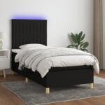 vidaXL fekete szövet rugós és LED-es ágy matraccal 80 x 200 cm (3135551)