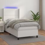 vidaXL fehér műbőr rugós ágy matraccal és LED-del 100x200 cm (3139308)