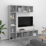 vidaXL 3 részes szürke sonoma fatermék könyv/TV-szekrény 180x30x180 cm (3152714) - vidaxl
