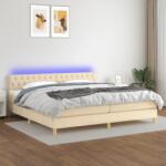 vidaXL krémszínű szövet rugós és LED-es ágy matraccal 200 x 200 cm (3133986)
