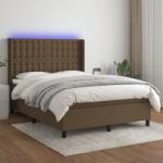 vidaXL barna szövet rugós és LED-es ágy matraccal 140x200 cm (3138640)