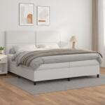 vidaXL fehér műbőr rugós ágy matraccal 200 x 200 cm (3142804)