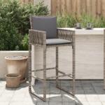 vidaXL 2 db szürke polyrattan kerti bárszék párnával (368707)