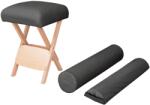 vidaXL fekete összecsukható masszázsszék 12 cm-es ülés/2 támaszték (110147)
