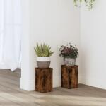vidaXL 2 db füstös tölgy szerelt fa növénytartó állvány 10 x 10 x 18cm (852883) - vidaxl