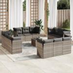 vidaXL 13 részes világosszürke polyrattan kerti ülőgarnitúra párnákkal (3217342)