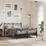 vidaXL fekete fém ágykeret fej- és lábtámlával 135 x 190 cm (376145)