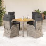 vidaXL 5 részes szürke polyrattan kerti étkezőgarnitúra párnával (3213105)