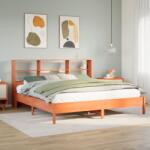 vidaXL barna tömör fenyőfa könyvespolcos ágy matrac nélkül 200 x 200cm (3322860)