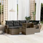 vidaXL 7 részes szürke polyrattan kerti ülőgarnitúra párnákkal (3268050)