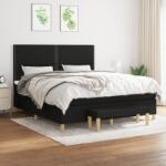 vidaXL fekete szövet rugós ágy matraccal 180 x 200 cm (3137095)