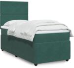 vidaXL sötétzöld bársony rugós ágy matraccal 90x190 cm (3292211)