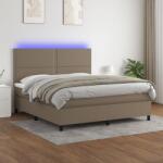 vidaXL tópszínű szövet rugós és LED-es ágy matraccal 160x200 cm (3134809)