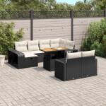 vidaXL 11 részes fekete polyrattan kerti ülőgarnitúra párnákkal (3276512)