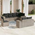 vidaXL 8 részes világosszürke polyrattan kerti ülőgarnitúra párnával (3222841)