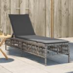 vidaXL szürke polyrattan napozóágy párnával (4002739)