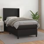 vidaXL fekete műbőr rugós ágy matraccal 90 x 200 cm (3132357)