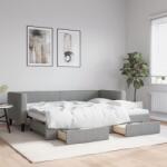 vidaXL világosszürke kihúzható szövet heverő fiókokkal 80 x 200 cm (3196609)