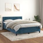 vidaXL sötétkék bársony rugós ágy matraccal 140x190 cm (3141423)