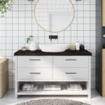 vidaXL sötétbarna kezelt tömör fa fürdőszobai pult 140x30x(2-6) cm (3156242)