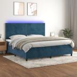 vidaXL sötétkék bársony rugós és LED-es ágy matraccal 200x200 cm (3136087)