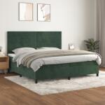 vidaXL sötétzöld bársony rugós ágy matraccal 200x200 cm (3143106)
