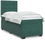 vidaXL sötétzöld bársony rugós ágy matraccal 90 x 200 cm (3290807)
