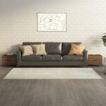 vidaXL 2 db barna tölgy színű dohányzóasztal fém lábakkal 50x50x40 cm (817542)