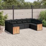 vidaXL 9 részes fekete polyrattan kerti ülőgarnitúra párnákkal (3260354)