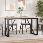 vidaXL tömör fenyőfa és acél étkezőasztal O-vázzal 140x80x75, 5 cm (3282742)