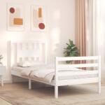 vidaXL fehér tömör fa ágykeret fejtámlával 90 x 200 cm (3194557)